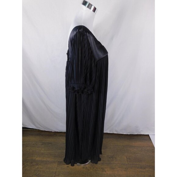 Sunhee Woman Black Pleated Midi Dress 22W - Square Neck Flutter Sleeve - Excelle - Picture 7 of 12